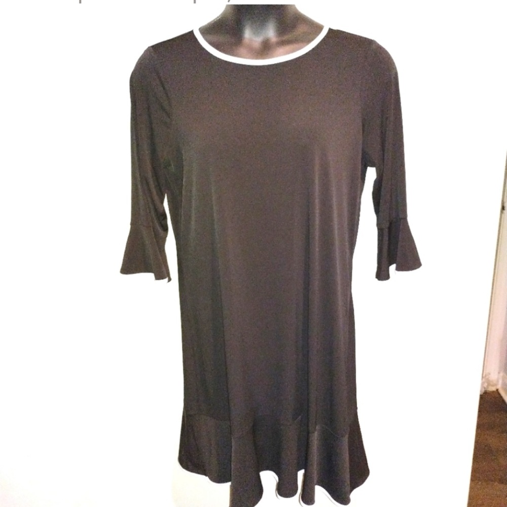 Michael Kors bell sleeeves Ruffle Bottom Sleeve white stripe black Dress